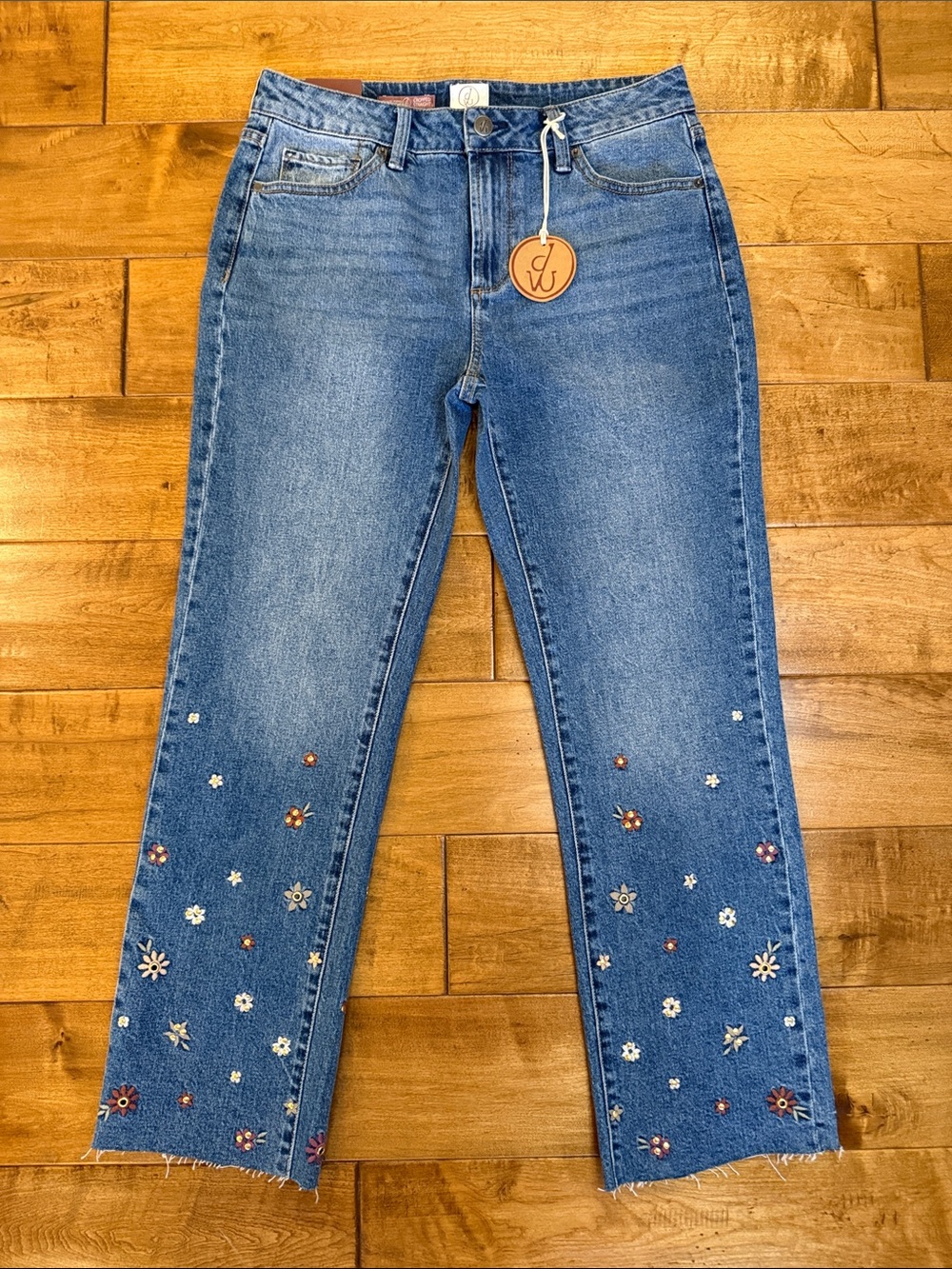 Driftwood Charlotte Cropped Straight Embellished Floral Jeans
